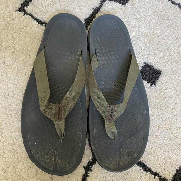 Merrell Lichen Breakwater Thong Flip Flops Sandals Green Size 13 J034357 Vibram - Picture 6 of 9